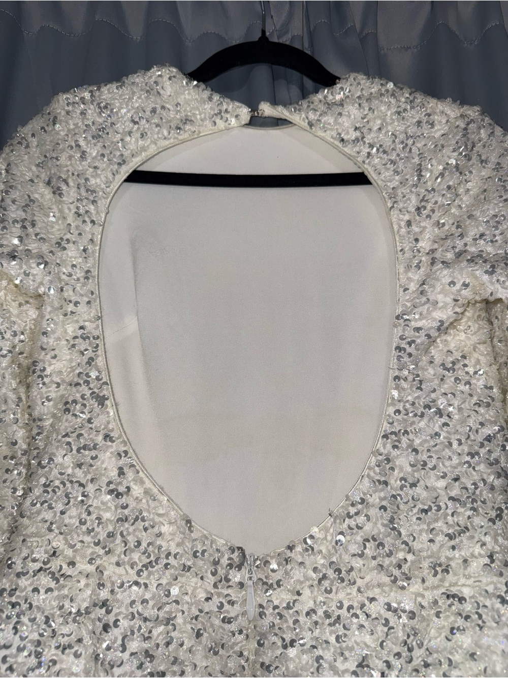 Helsi Long-Sleeve White Sequin Mini Dress - Picture 8 of 9